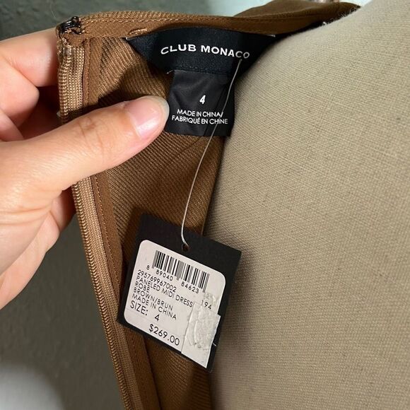 Club Monaco Womens Paneled Midi Dress Sleeveless Rose Brown Size 4 - Picture 9 of 12